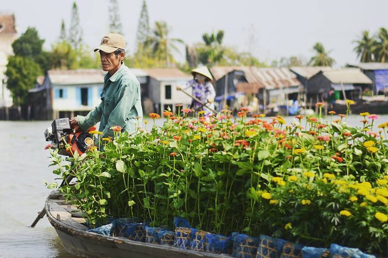 Chợ nổi cái vè du thuyền mekong tour đông dương